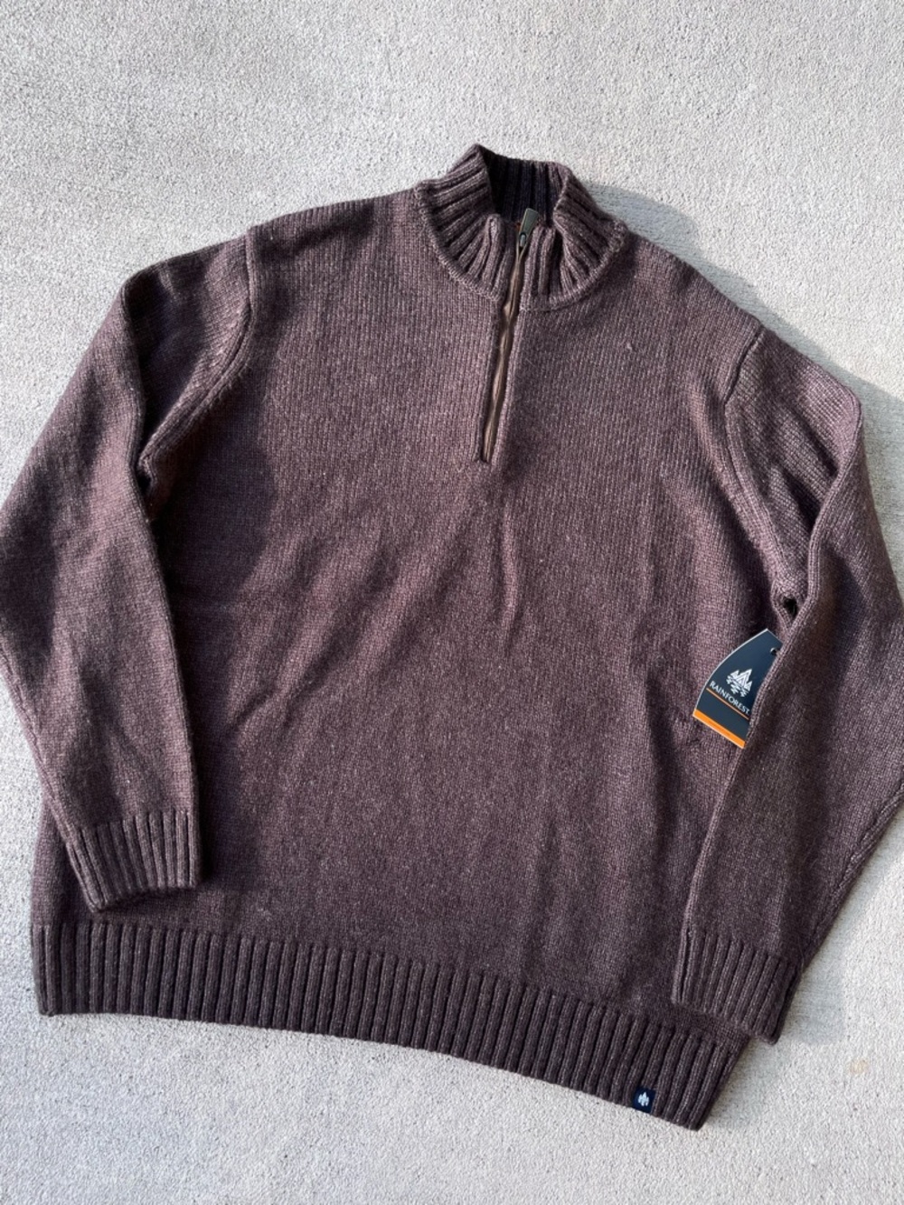 Rainforest long sleeve chocolate brown wool sweater knit jumper NWT